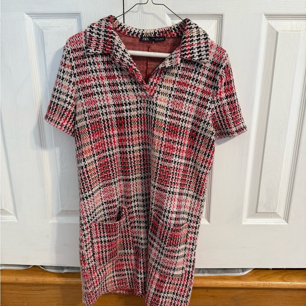 Zara Red and Black Tweed Dress